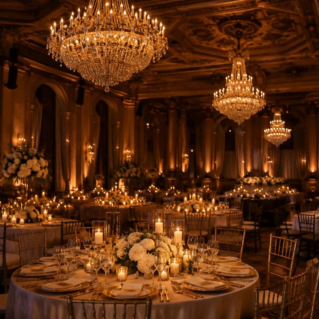 Candlelit reception hall